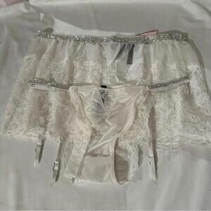 Victoria Secret Shine Brazilian panty and Garter skirt set